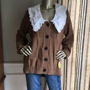 EUC *Repaired* GANNI Smiley Intarsia Cardigan Sweater M